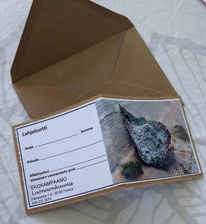 Käsintehty lahjakortti